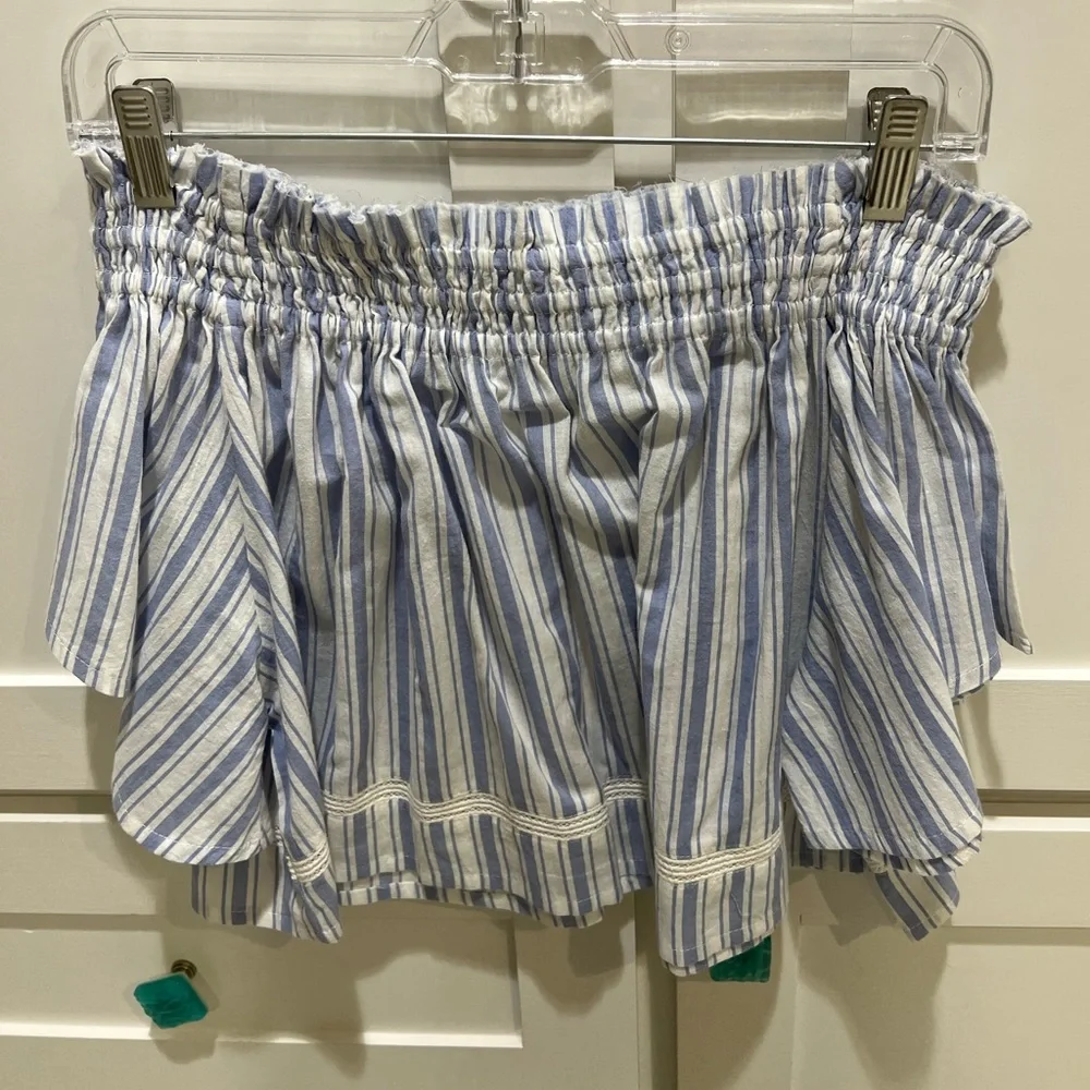 Blue & White Stripped Off the Shoulder Top - Picture 9 of 11